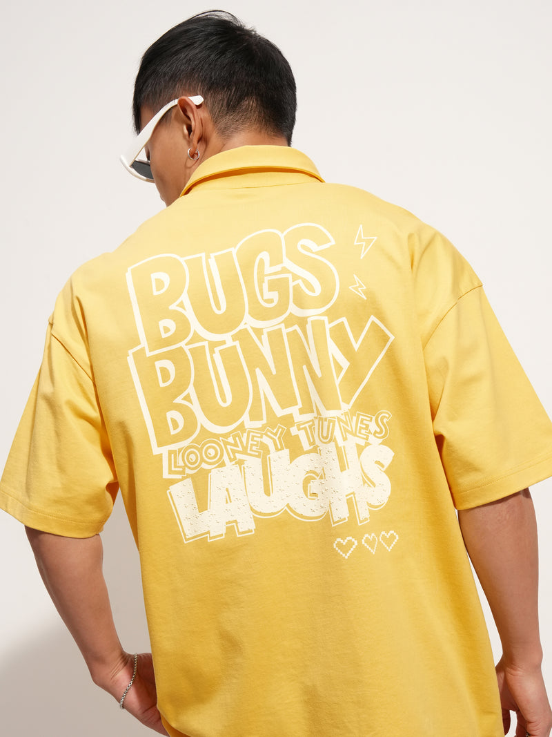WB By Highlander Men Yellow Looney Tunes Printed Polo Collar T-Shirt - Yellow - Image 1