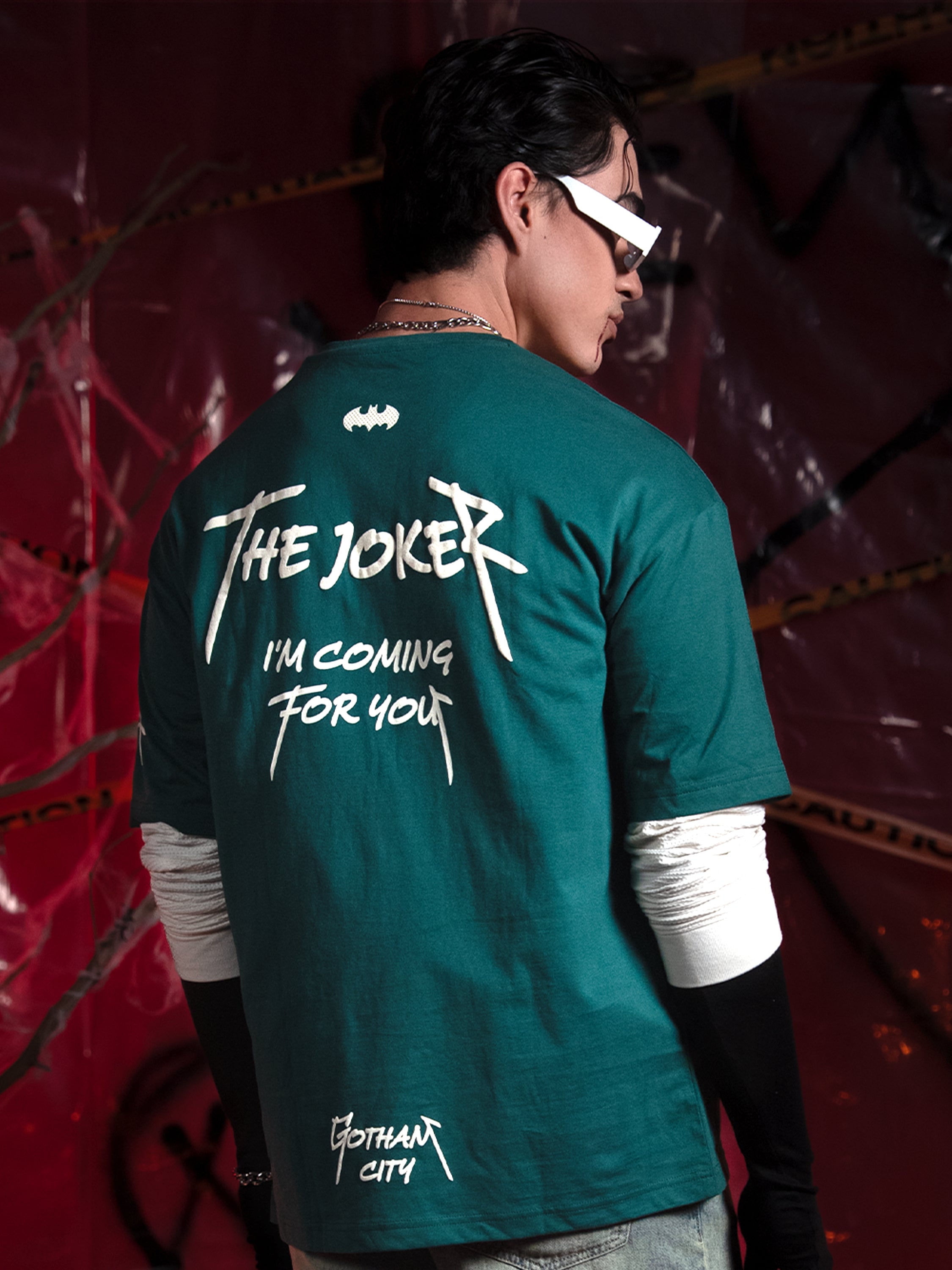 DC By Highlander Men Green Batman Printed Round Neck Oversized Fit T-Shirt - Green - Image 2