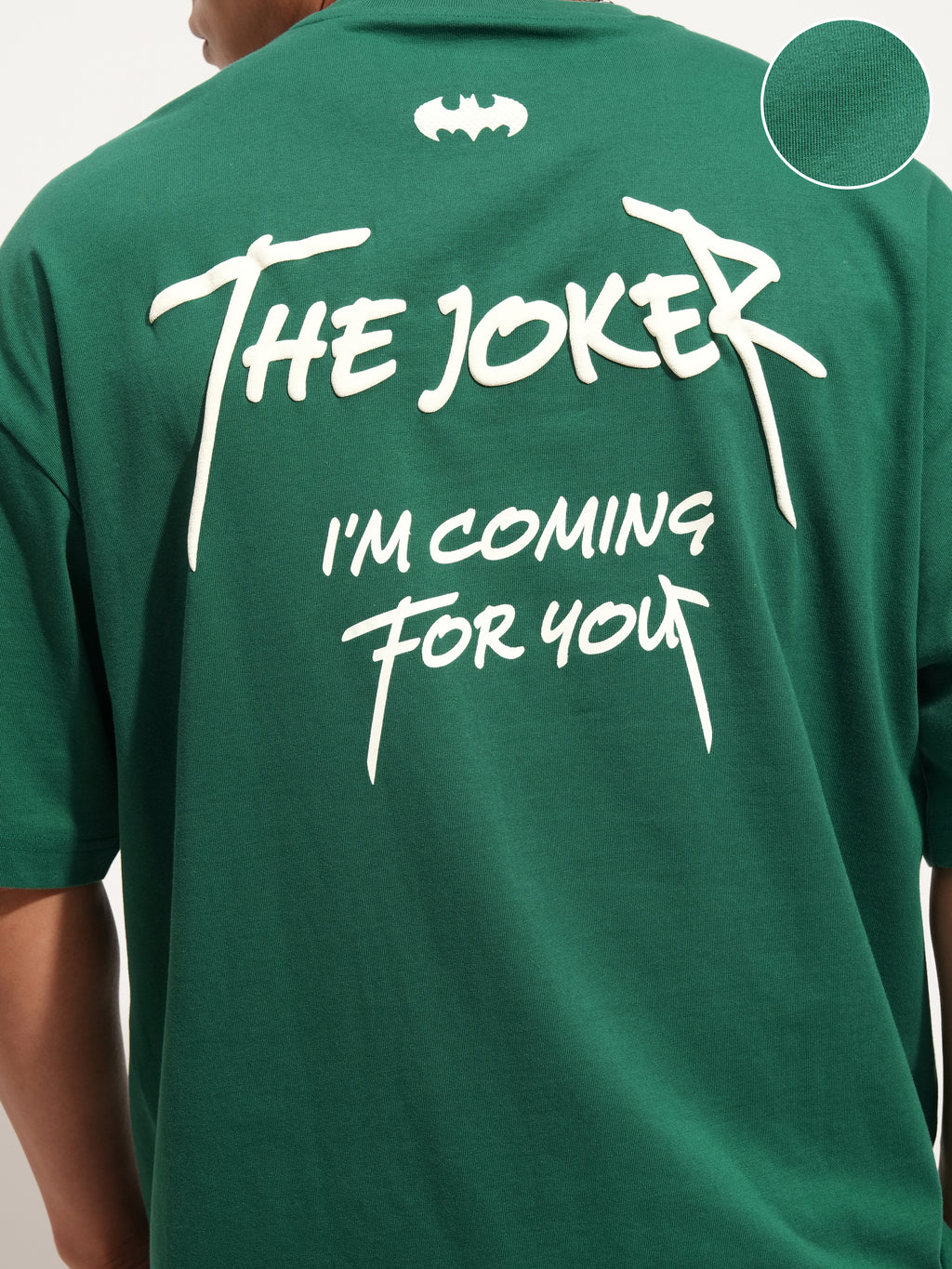 DC By Highlander Men Green Batman Printed Round Neck Oversized Fit T-Shirt - Green - Image 5
