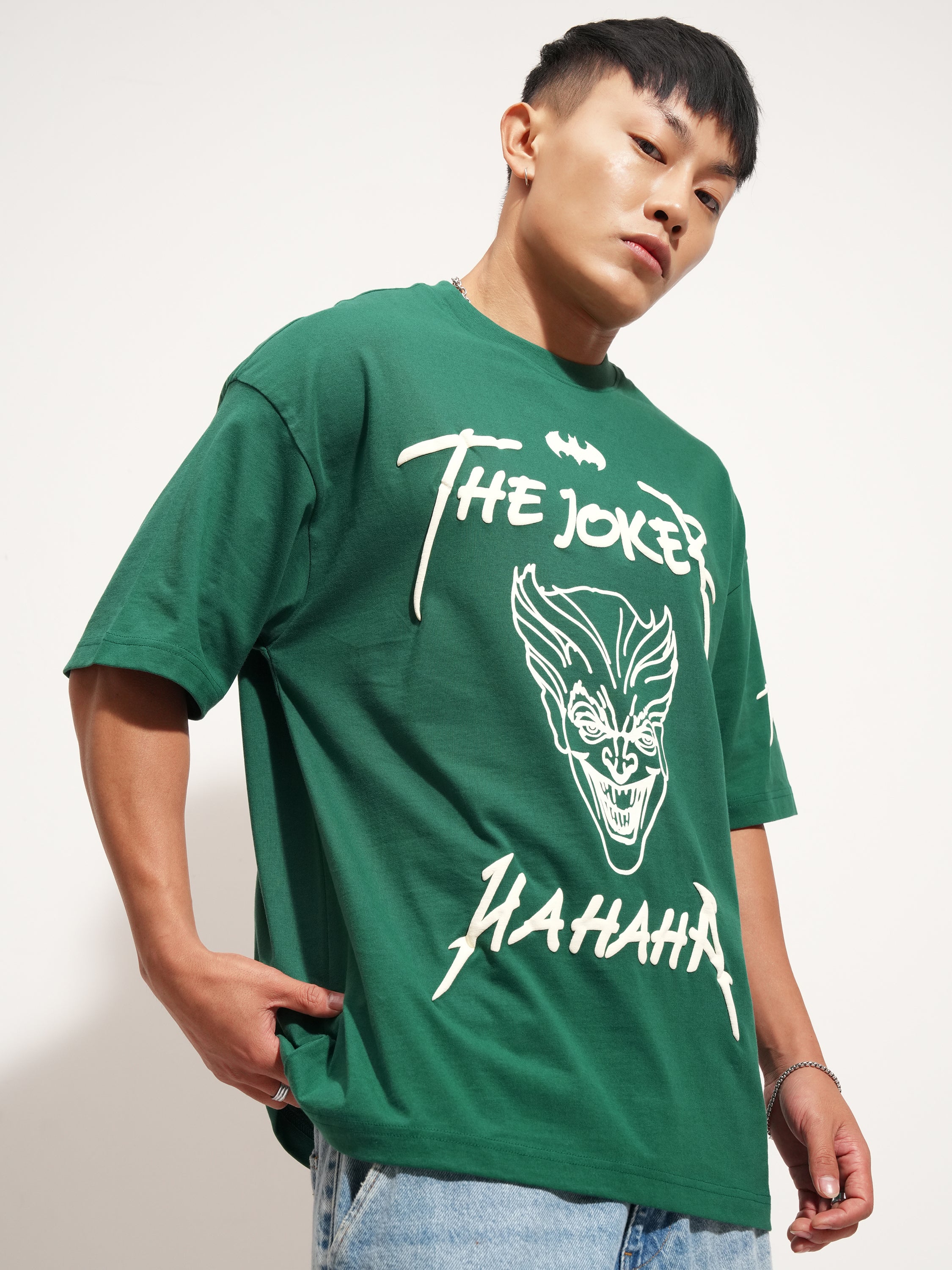 DC By Highlander Men Green Batman Printed Round Neck Oversized Fit T-Shirt - Green - Image 6