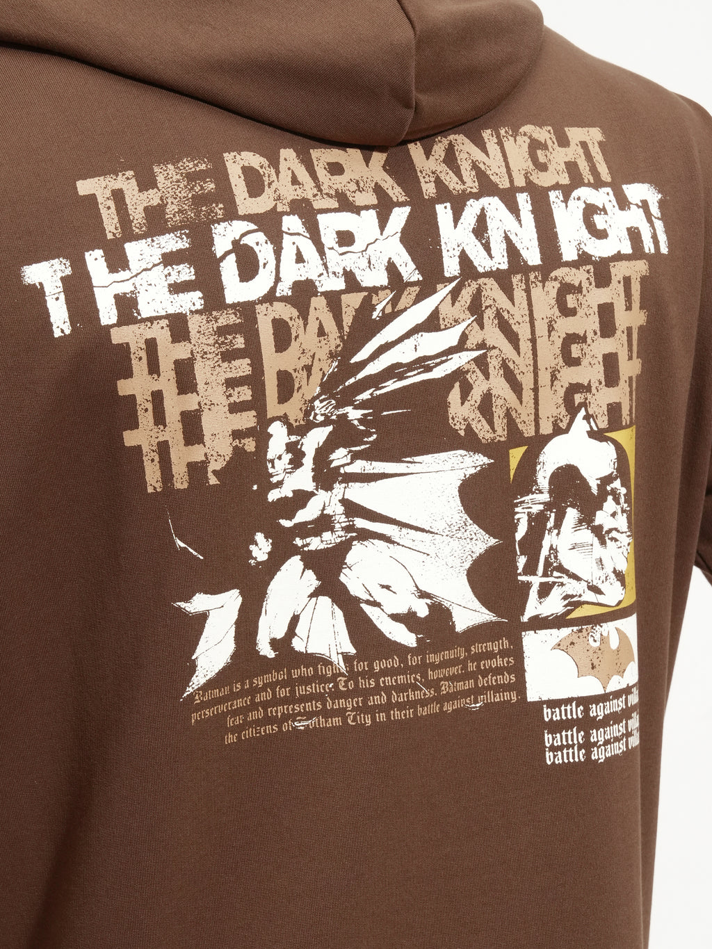 DC By Highlander Men Brown Batman Printed Hood Oversized Fit T-Shirt - Brown - Image 7