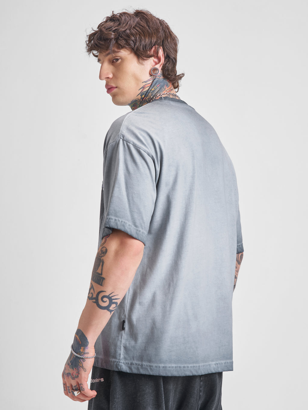 DC By Highlander Men Grey Batman Printed Round Neck Oversized Fit T-Shirt - Grey - Image 3