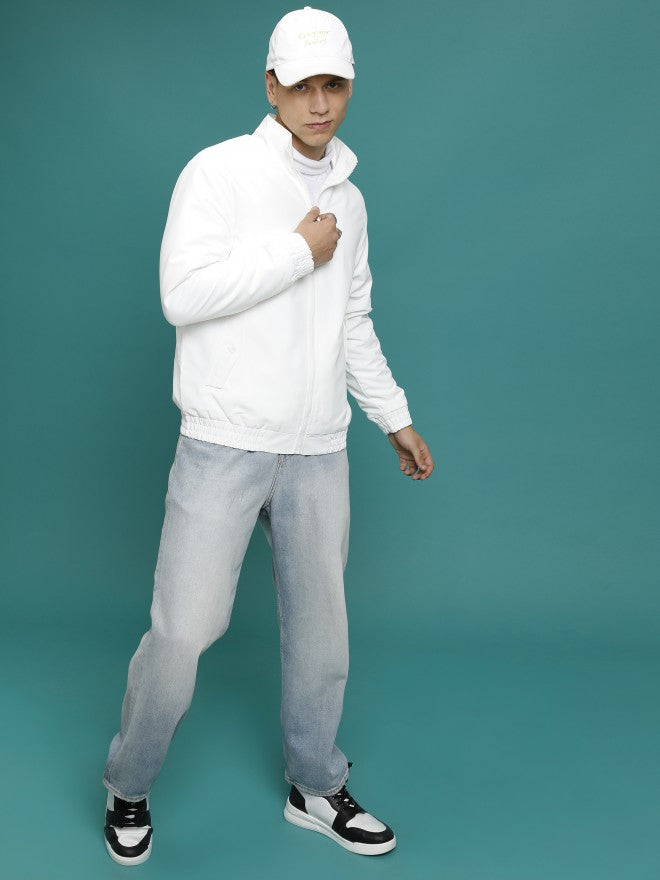 Ketch Men White Front Open Bomber Jacket - White - Image 2