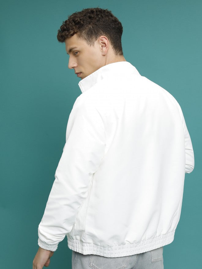Ketch Men White Front Open Bomber Jacket - White - Image 3