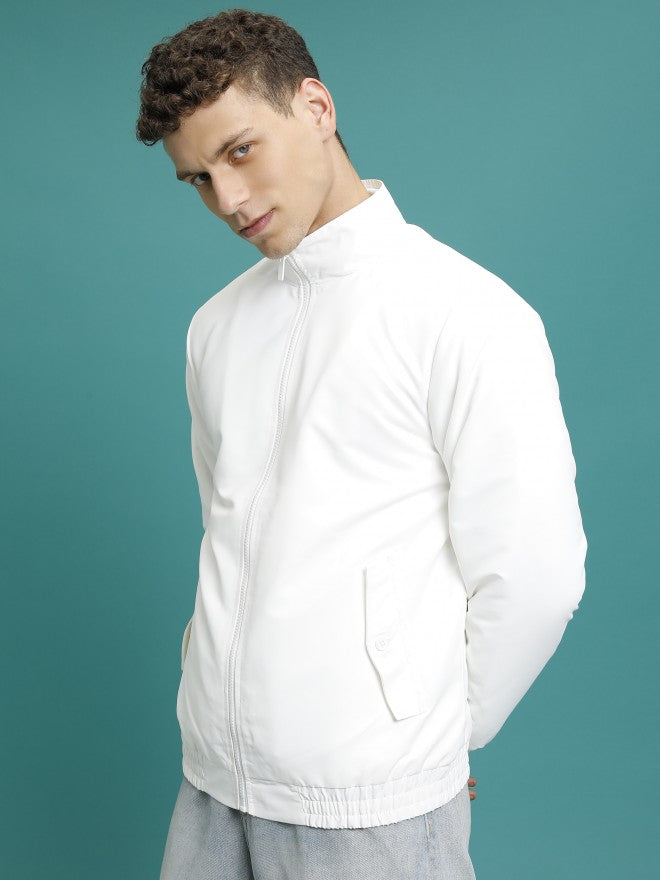 Ketch Men White Front Open Bomber Jacket - White - Image 4