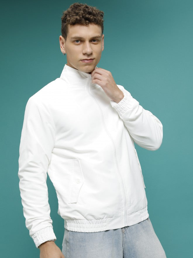 Ketch Men White Front Open Bomber Jacket - White - Image 6