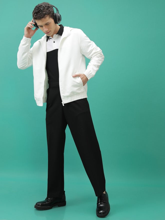 Ketch Men White Solid Bomber Jacket - White - Image 2