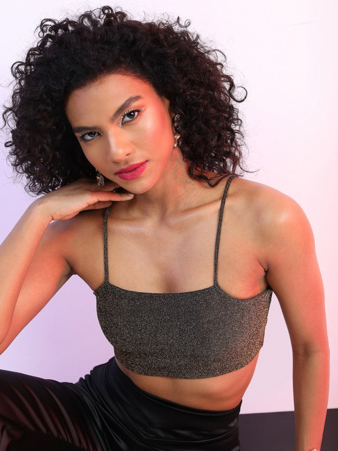 Ketch Women Black Self Design Fitted Top - Black - Image 1