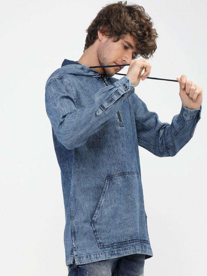 Mens Blue Slim Fit Solid Casual Shirt - Blue - Image 2