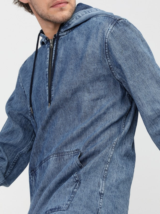 Mens Blue Slim Fit Solid Casual Shirt - Blue - Image 4