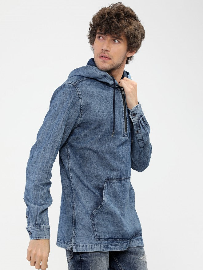 Mens Blue Slim Fit Solid Casual Shirt - Blue - Image 6