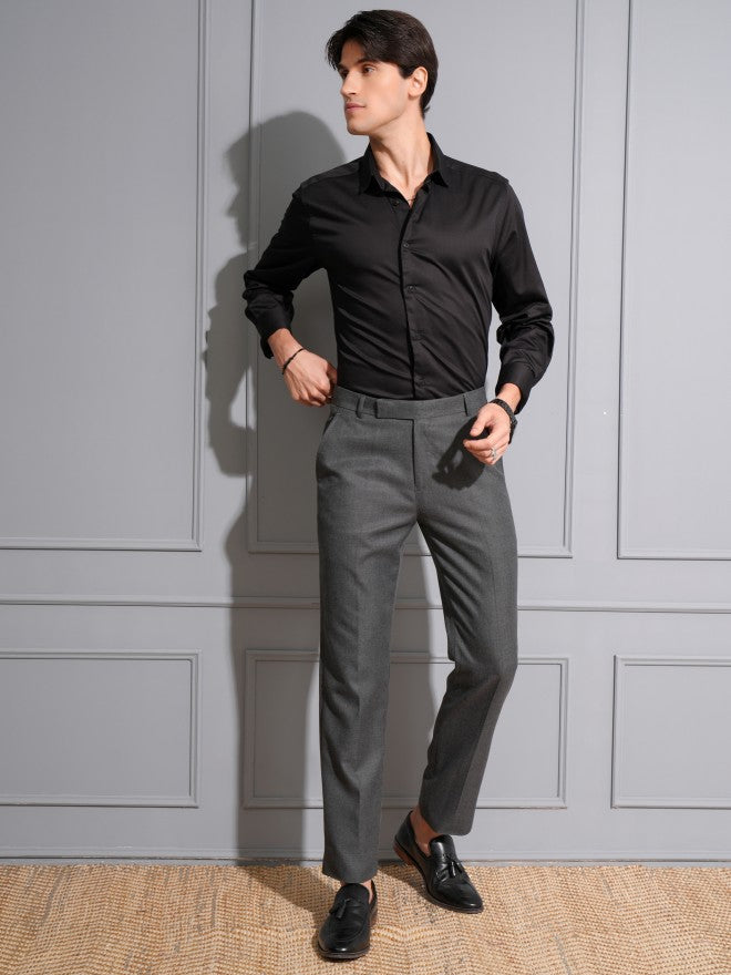 Locomotive Men Black Solid Slim Fit Casual Shirt - Black - Image 2