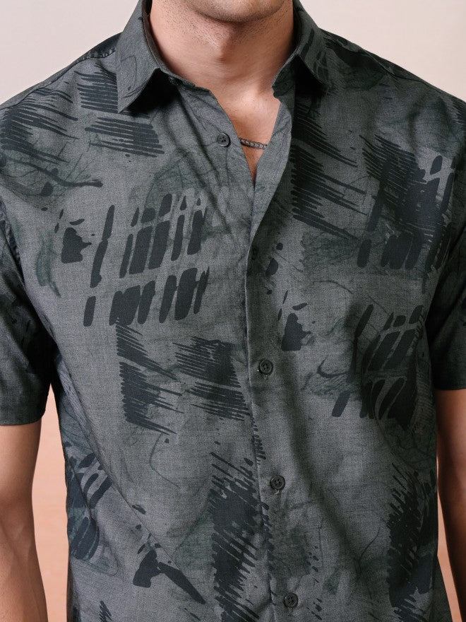 Locomotive Men Grey Printed Relaxed Fit Casual Shirt - Grey - Image 5