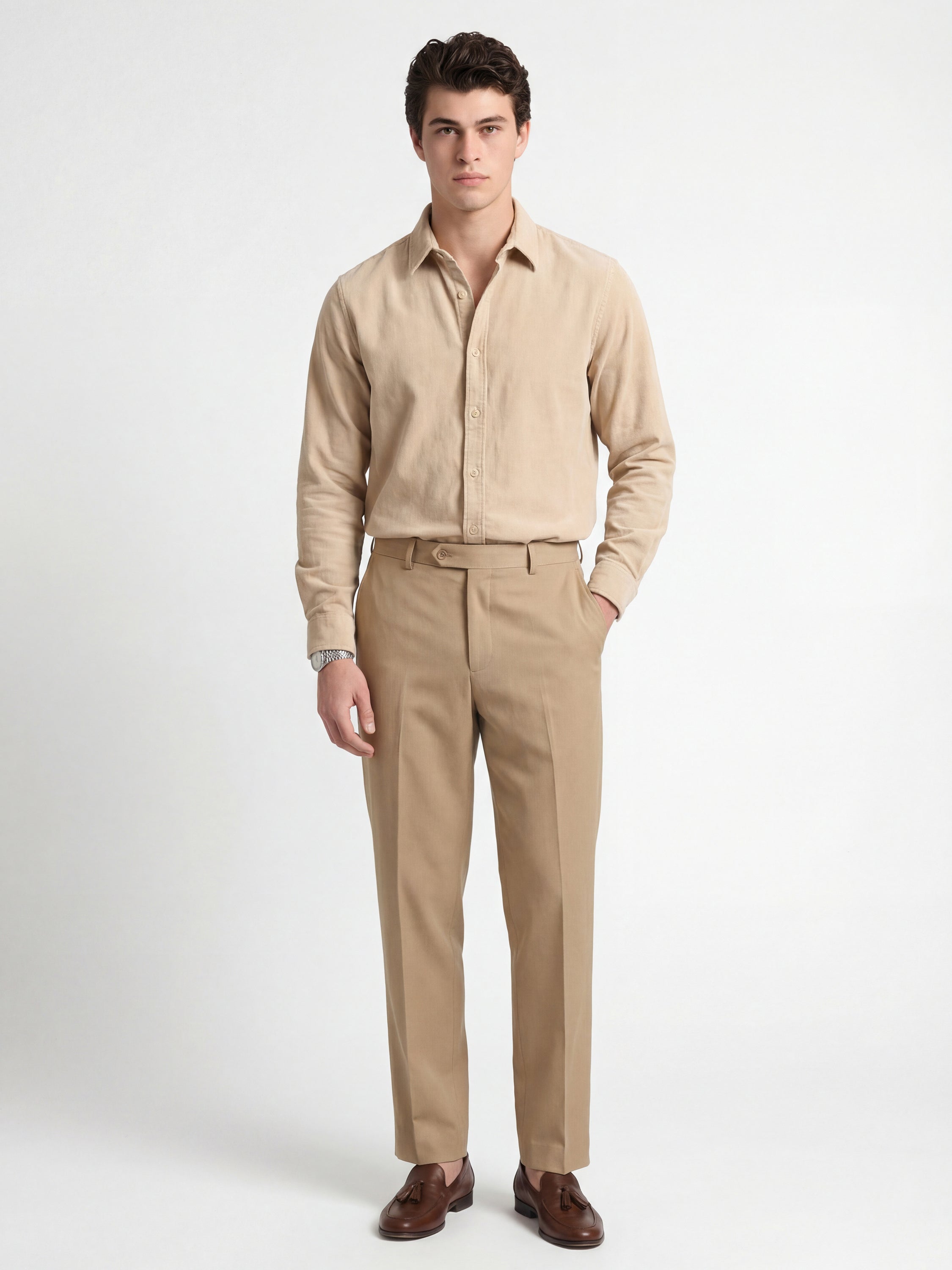 Locomotive Men Beige Solid Slim Fit Casual Shirt - Beige - Image 2