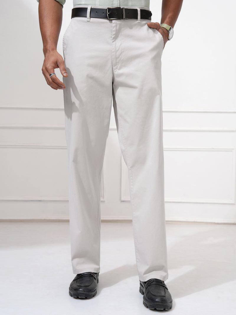 Locomotive Men Grey Regular Fit Solid Chinos - Grey - Image 1