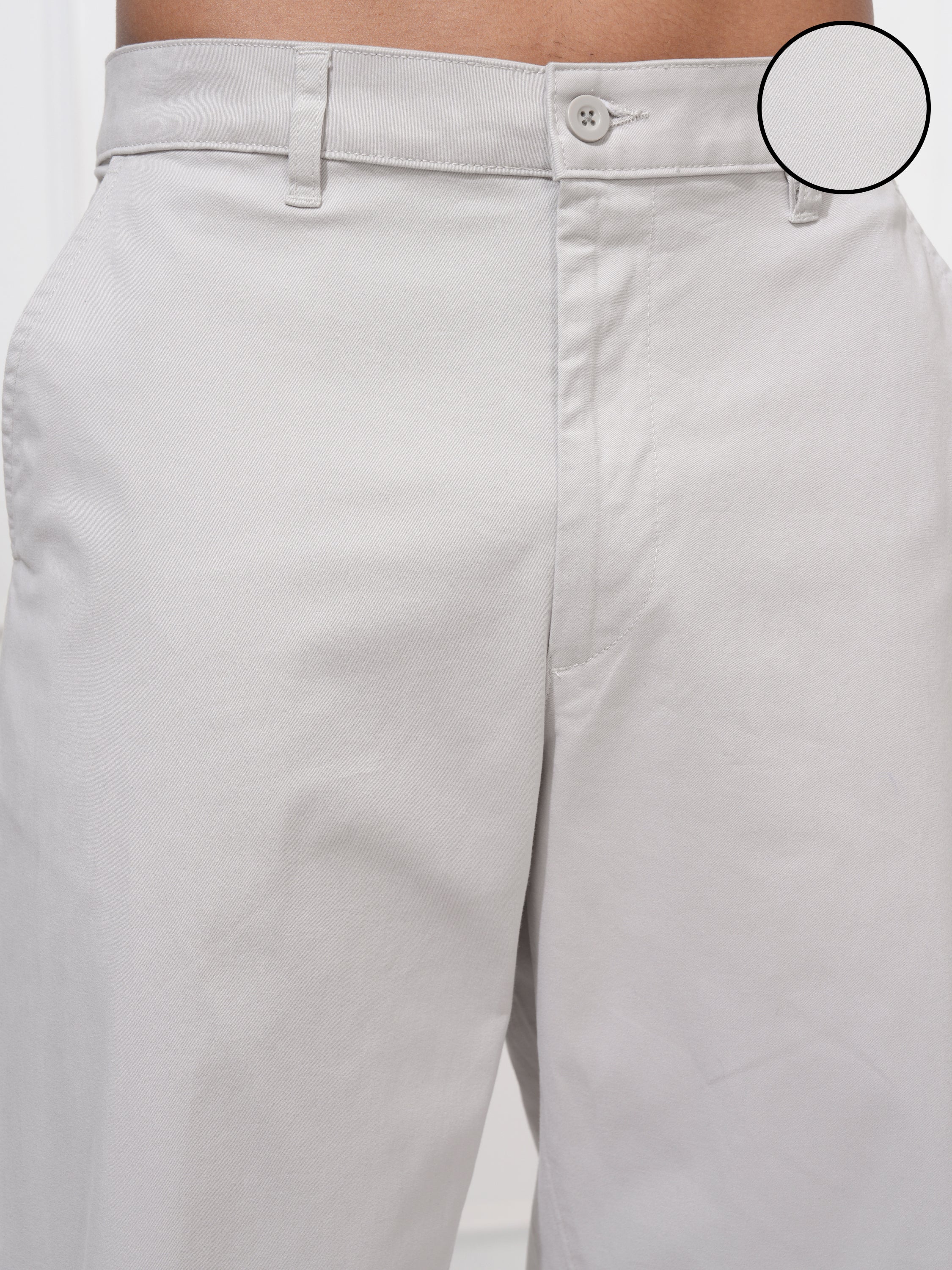 Locomotive Men Grey Regular Fit Solid Chinos - Grey - Image 5