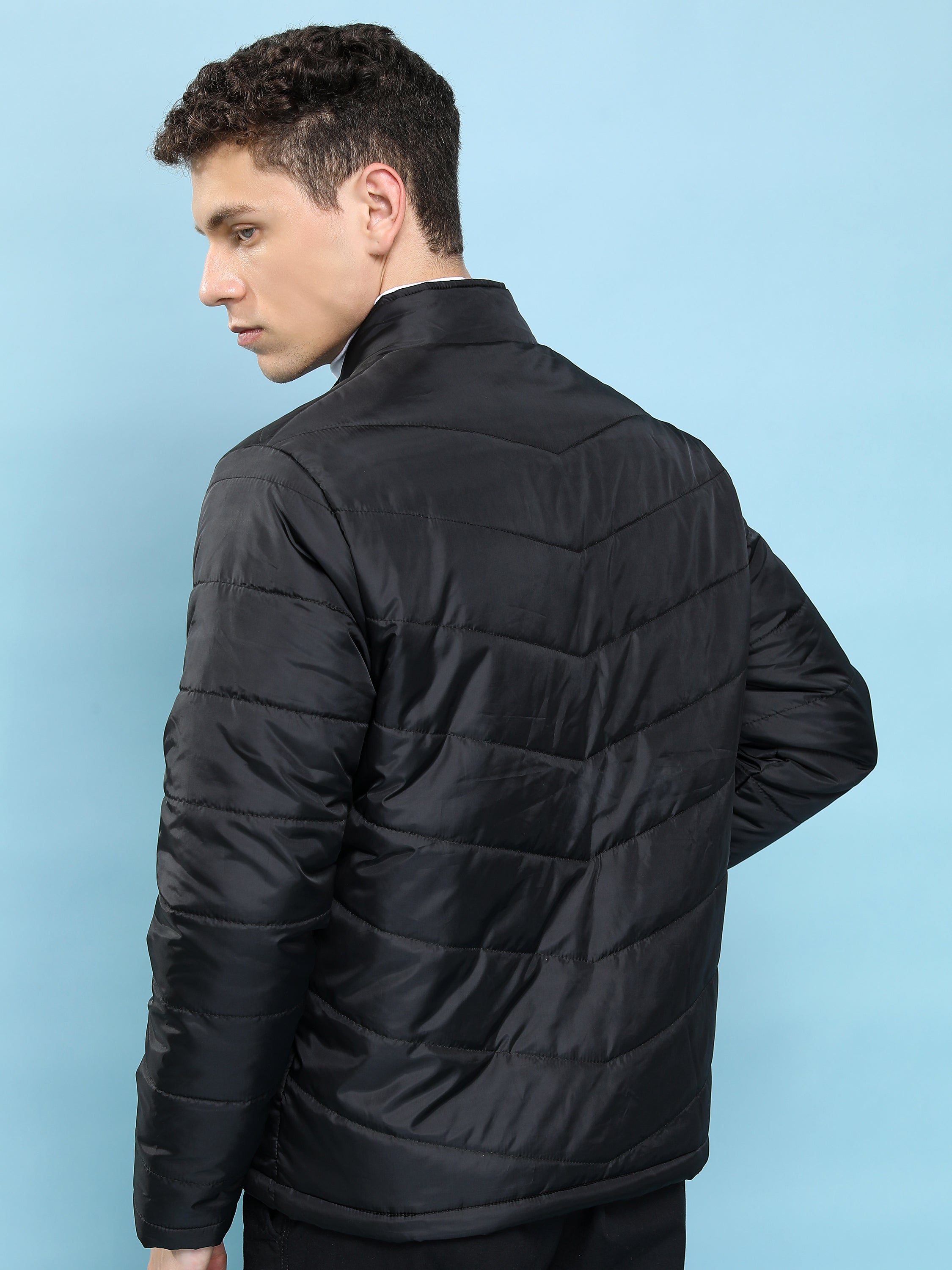 Purple By Highlander Men Black Solid Puffer Jacket - Black - Image 3