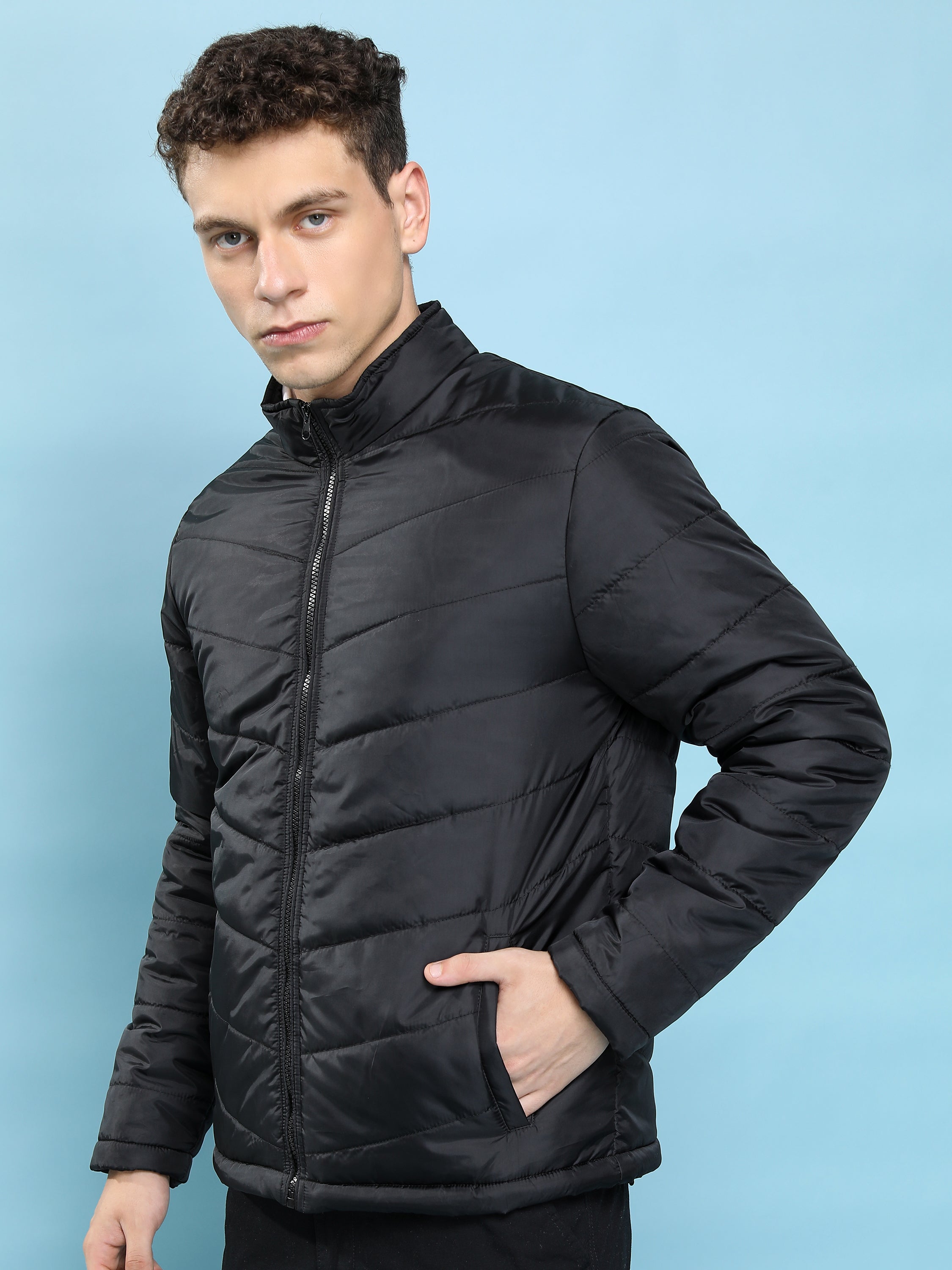 Purple By Highlander Men Black Solid Puffer Jacket - Black - Image 4