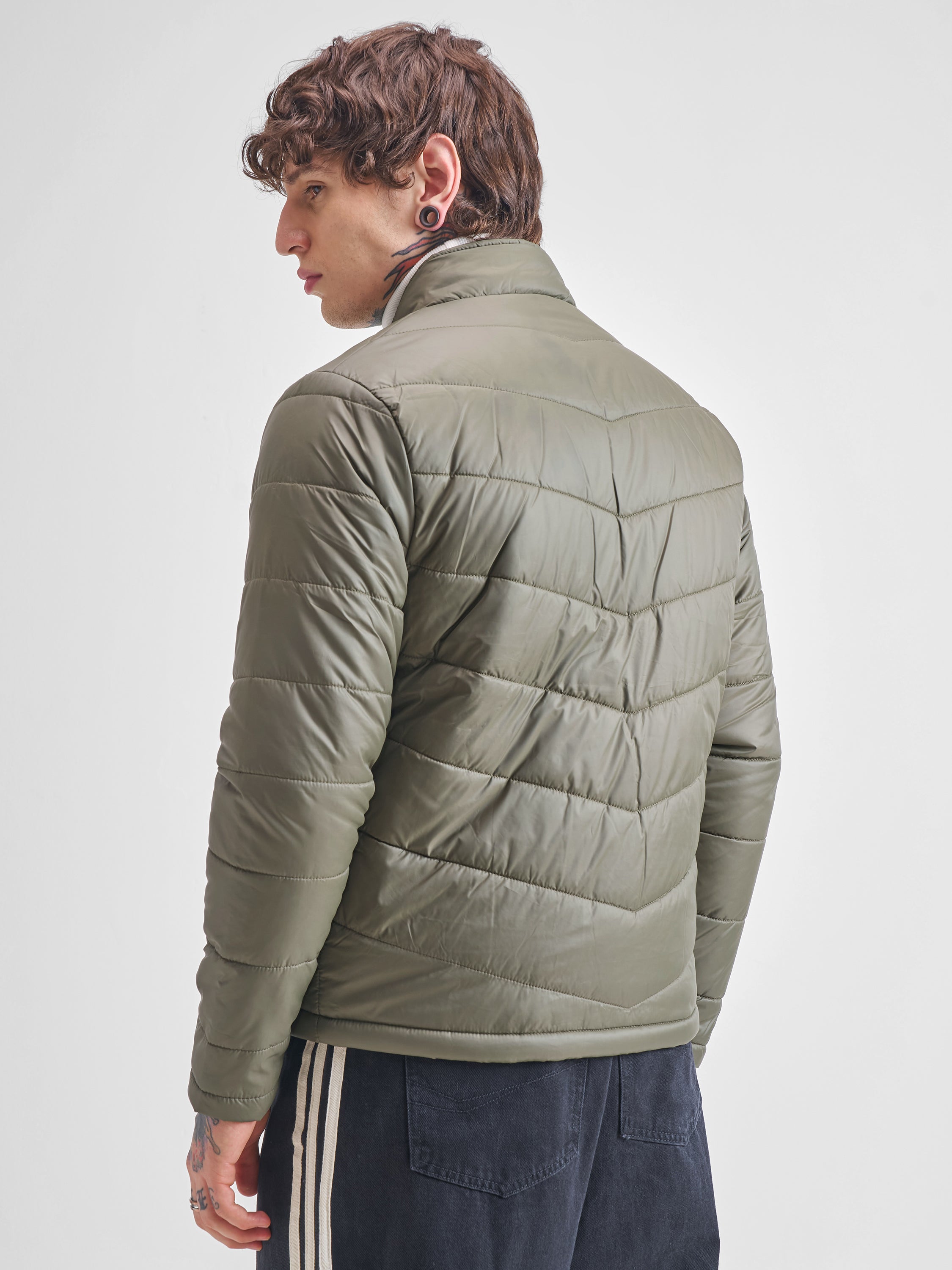 Purple By Highlander Men Olive Solid Puffer Jacket - Olive - Image 3