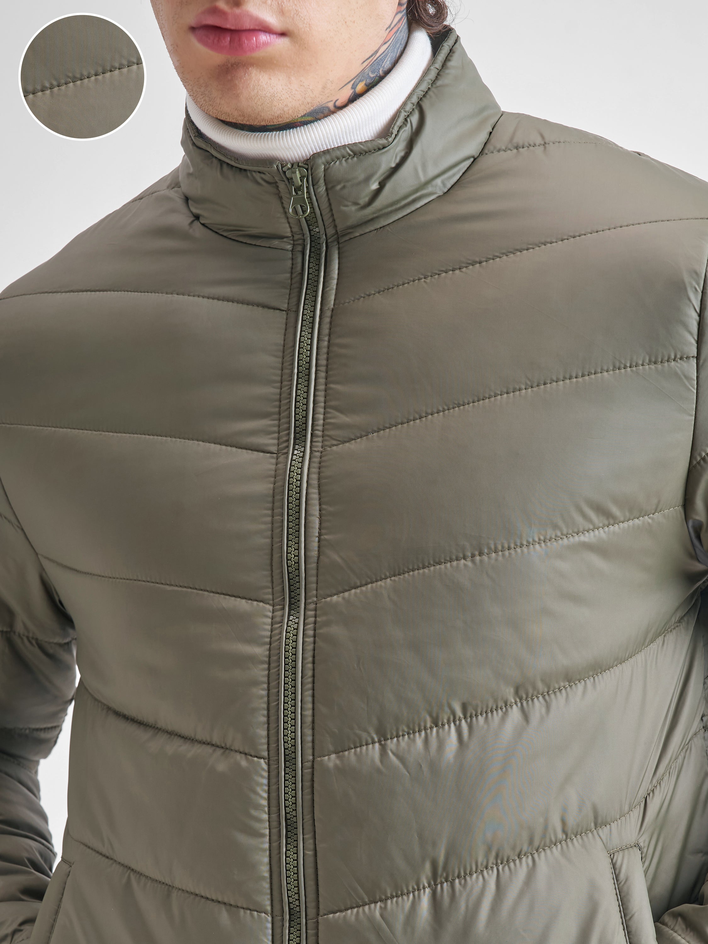 Purple By Highlander Men Olive Solid Puffer Jacket - Olive - Image 5