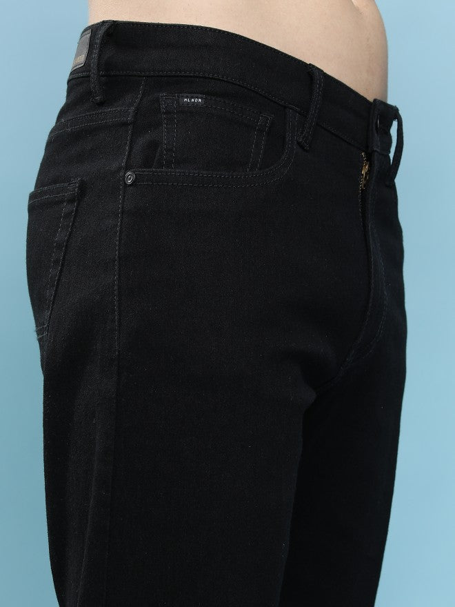 Purple By Highlander Men Black Straight Fit Stretchable Jeans - Black - Image 5