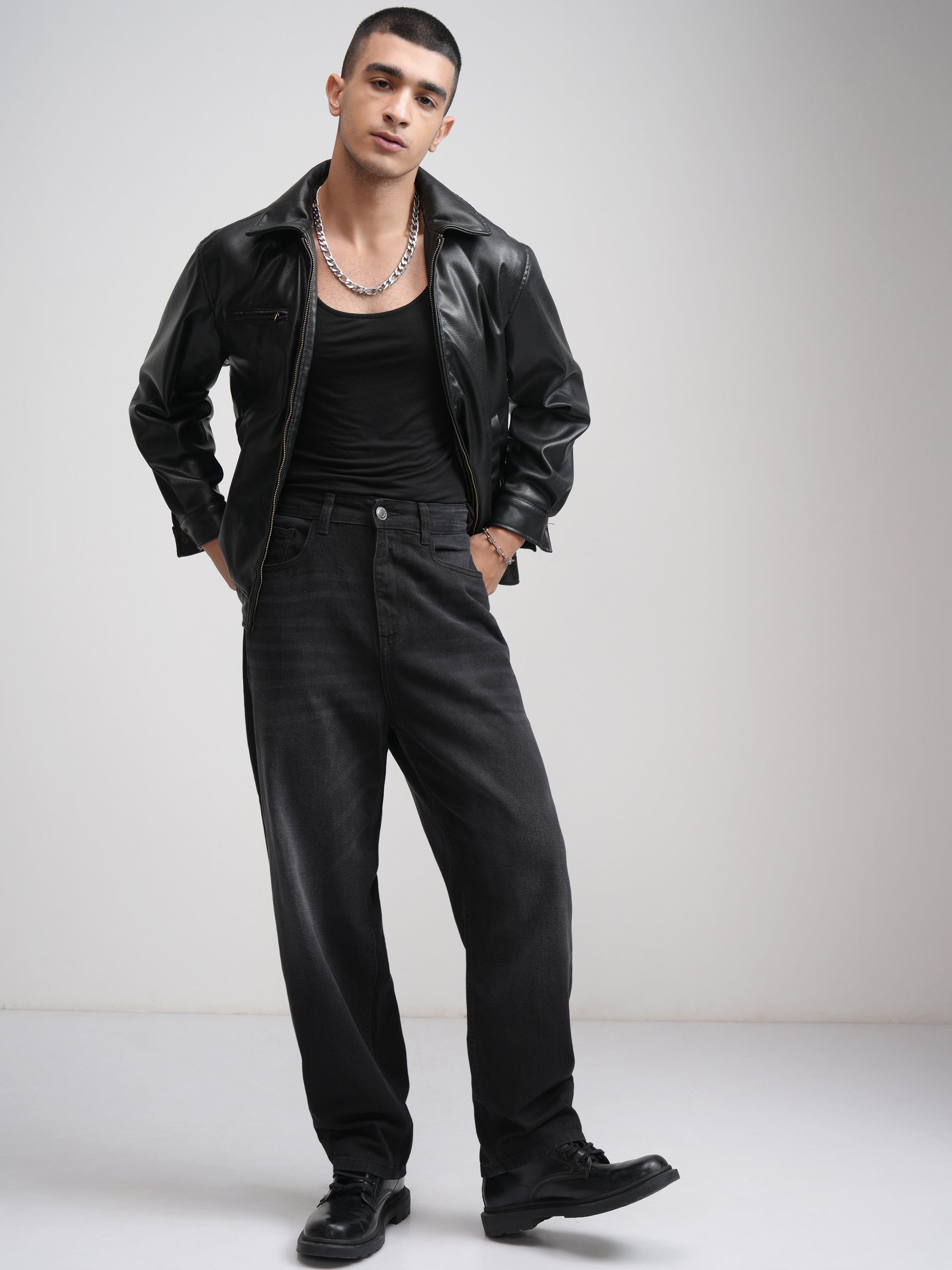 Purple By Highlander Men Black Relaxed Fit Jeans - Black - Image 2