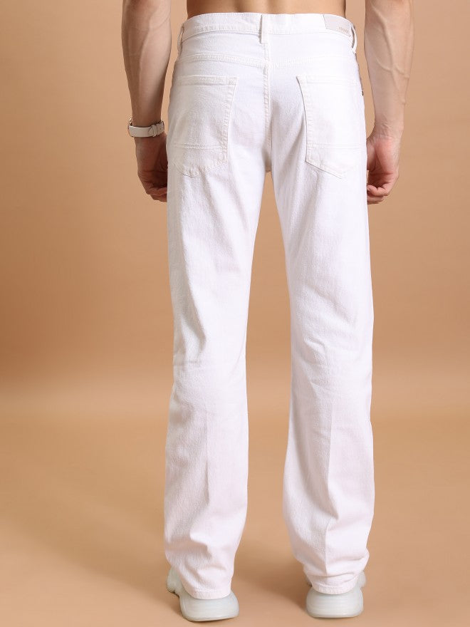 Purple By Highlander Men White Bootcut Stretchable Jeans - White - Image 3