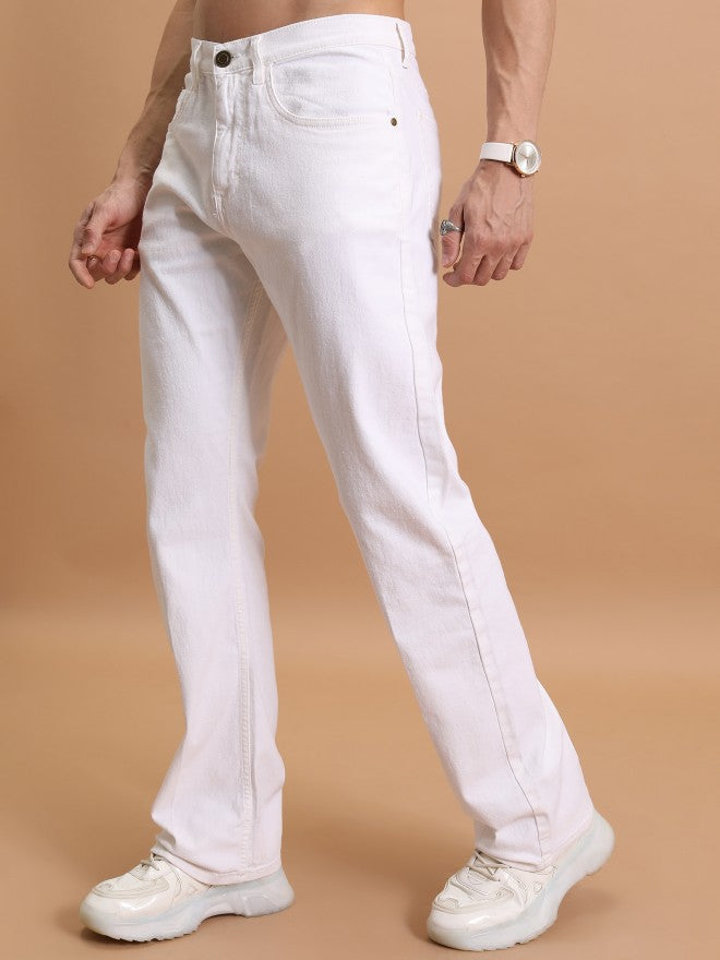 Purple By Highlander Men White Bootcut Stretchable Jeans - White - Image 4