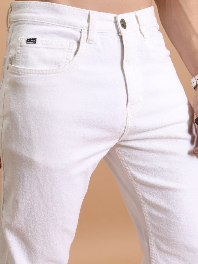 Purple By Highlander Men White Bootcut Stretchable Jeans - White - Image 5