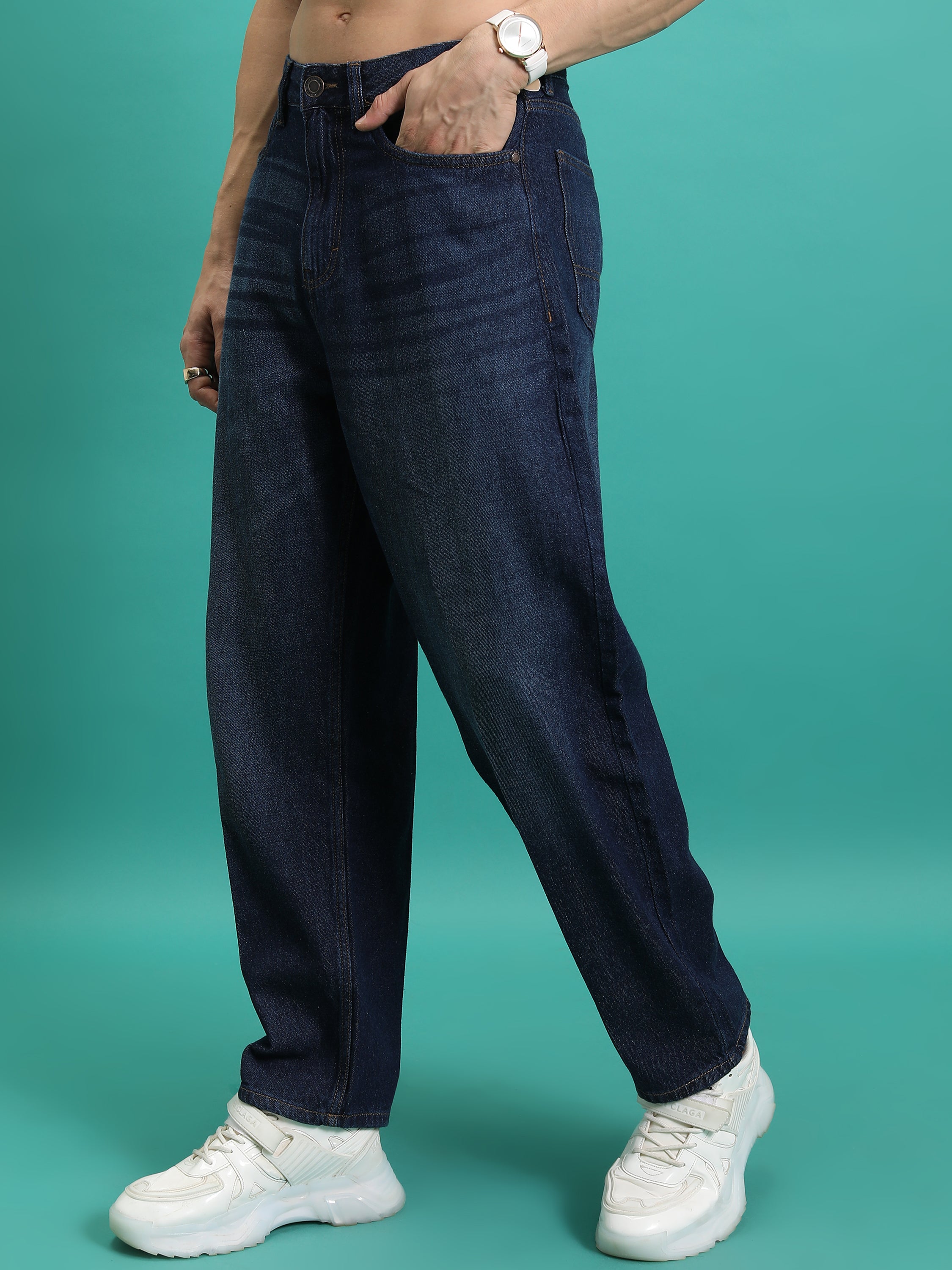 Purple By Highlander Men Blue Relaxed Fit Jeans - Blue - Image 4