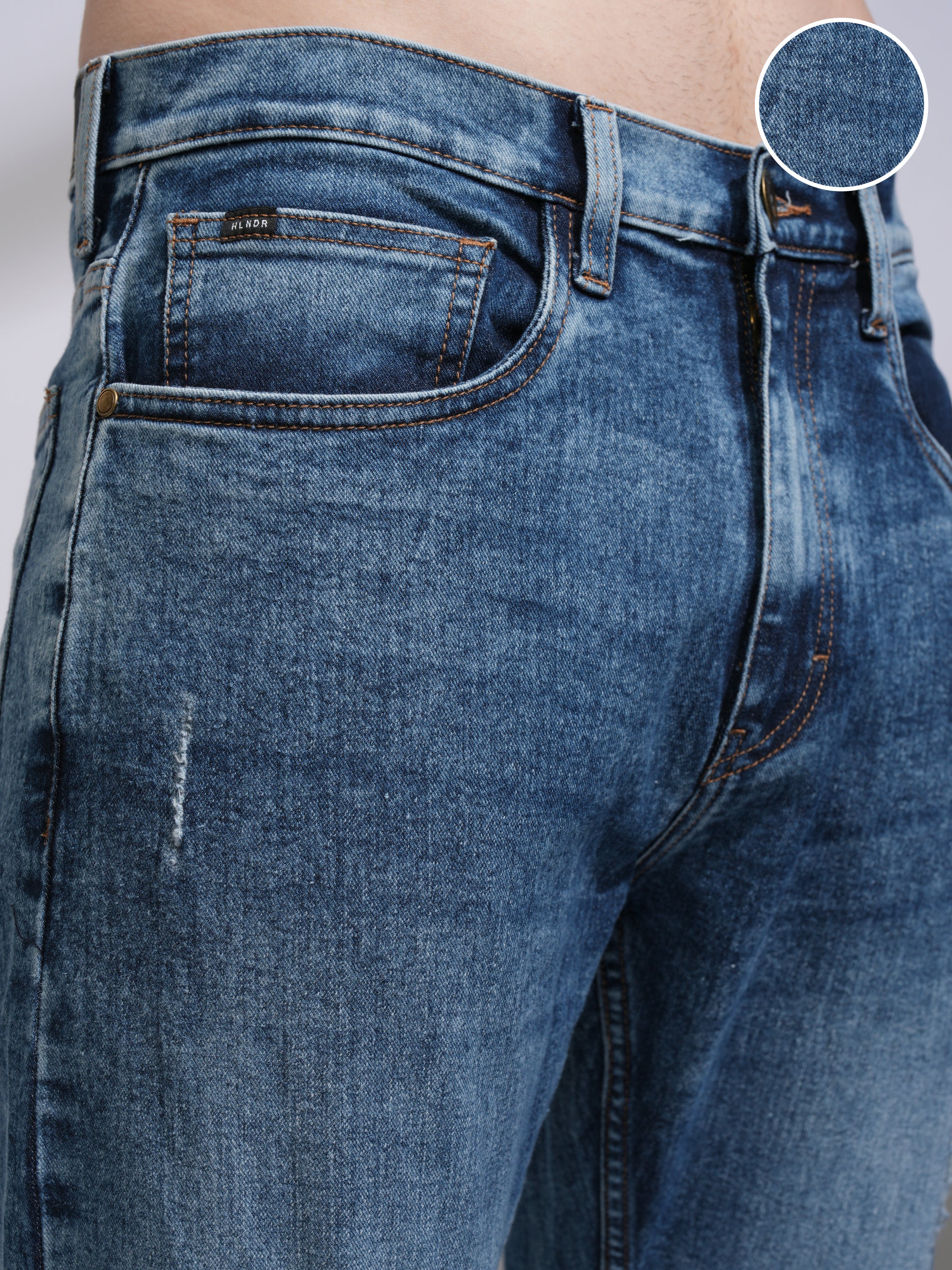 Purple By Highlander Men Blue Bootcut Highly Distressed Stretchable Jeans - Blue - Image 5