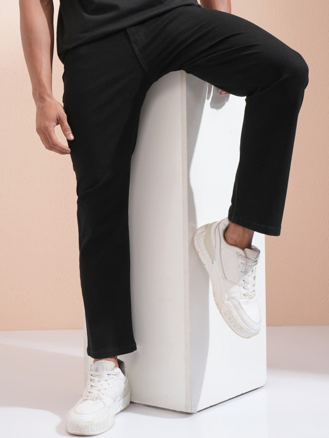 Highlander Men Black Straight Fit Stretchable Jeans - Black - Image 1
