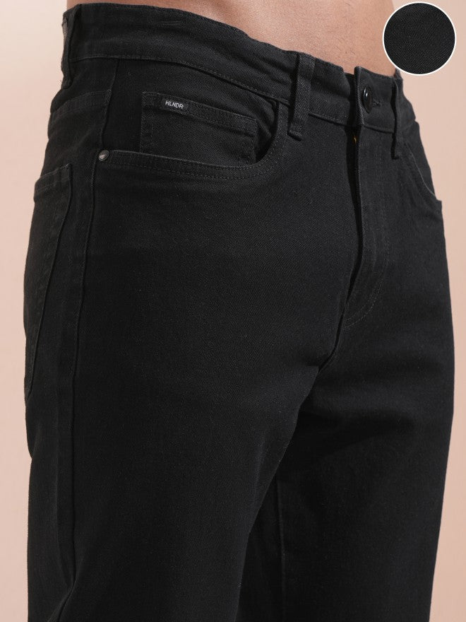 Highlander Men Black Straight Fit Stretchable Jeans - Black - Image 5