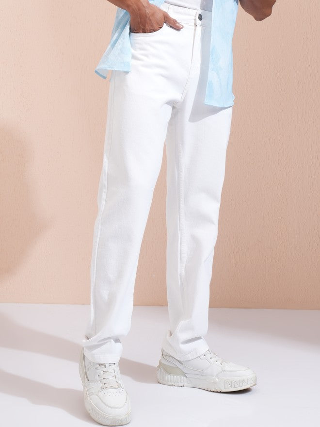 Highlander Men White Relaxed Fit Jeans - White - Image 1