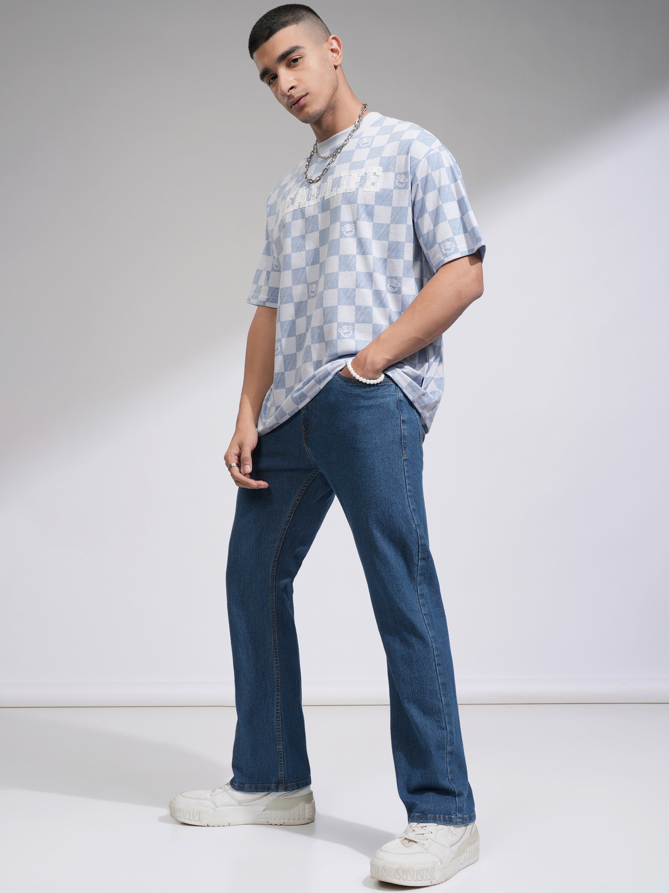 Purple By Highlander Men Blue Bootcut Stretchable Jeans - Blue - Image 2