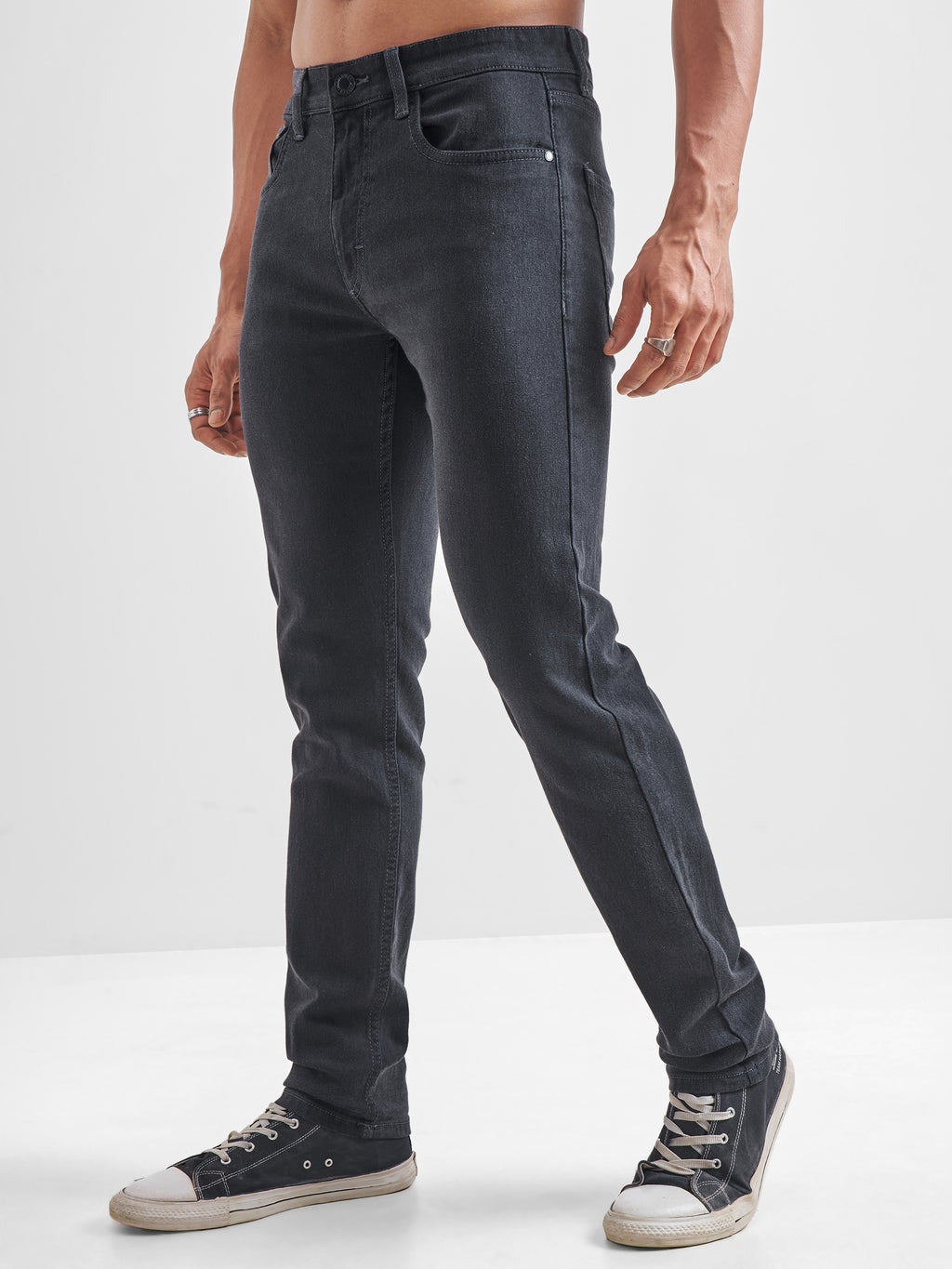 Purple By Highlander Men Grey Tapered Fit Stretchable Jeans - Grey - Image 4