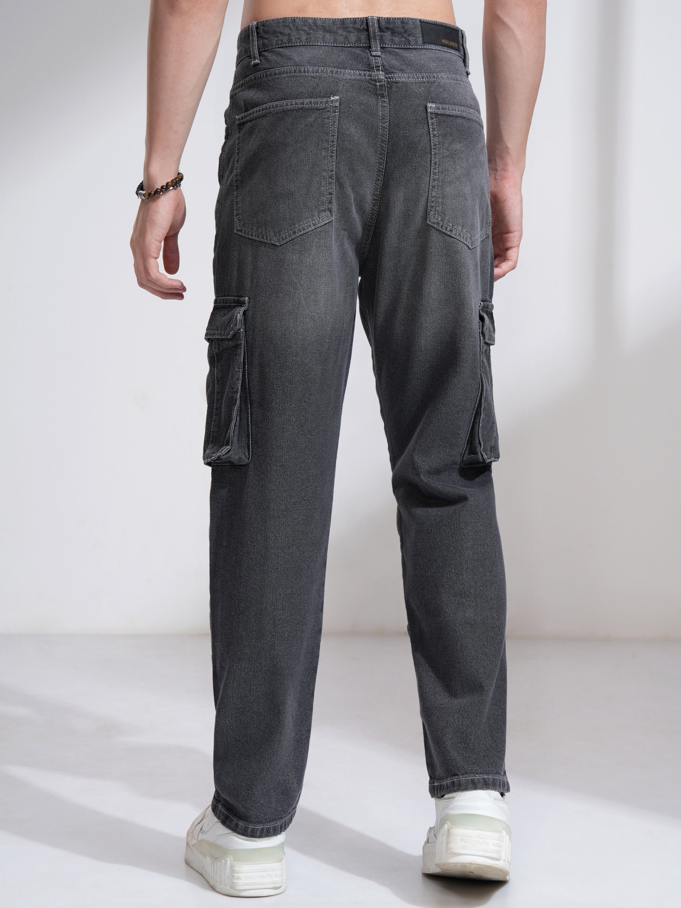 Highlander Men Charcoal Straight Fit Stretchable Jeans - Charcoal - Image 3