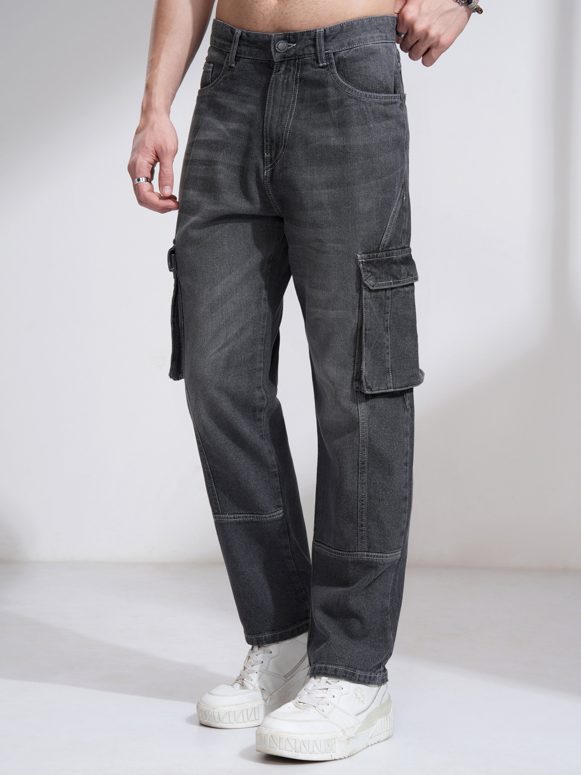 Highlander Men Charcoal Straight Fit Stretchable Jeans - Charcoal - Image 4