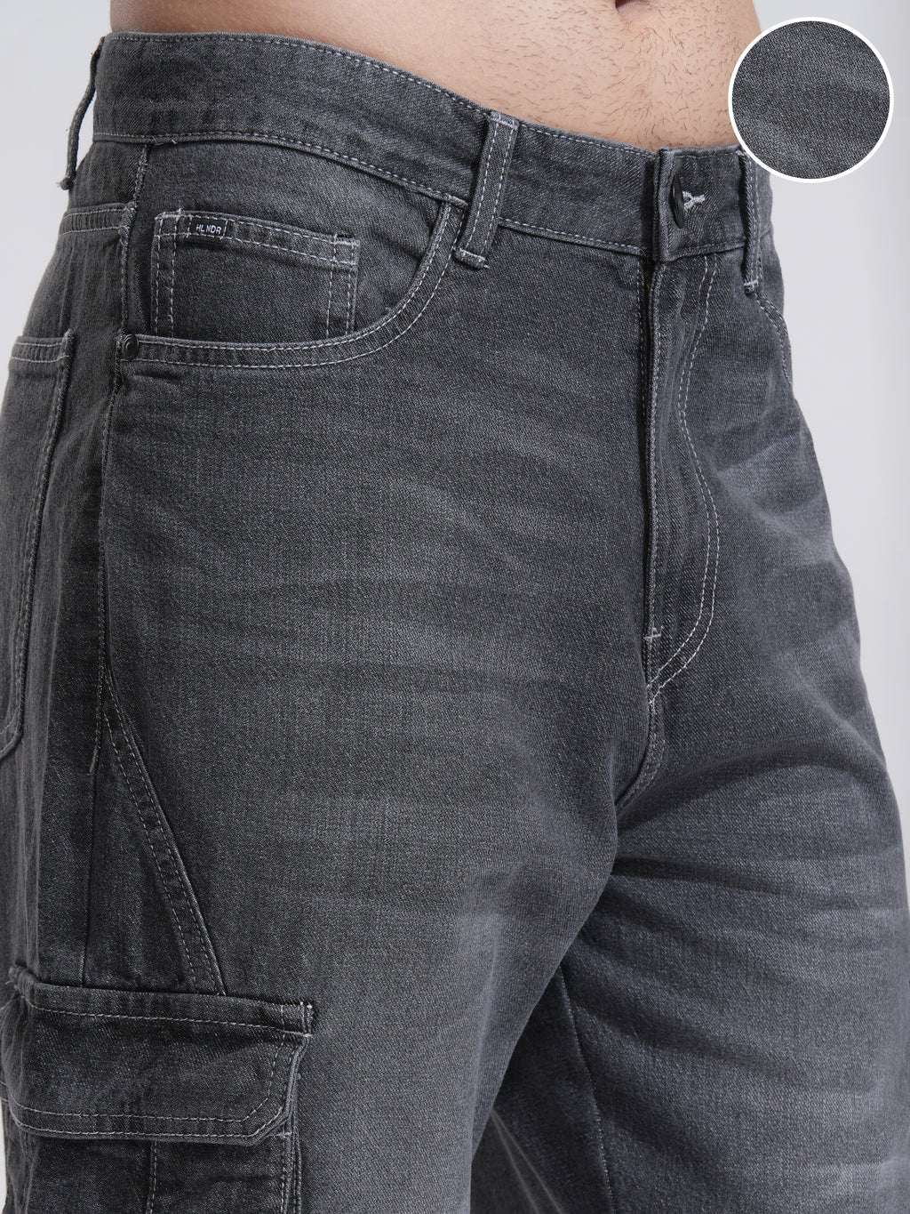 Highlander Men Charcoal Straight Fit Stretchable Jeans - Charcoal - Image 5