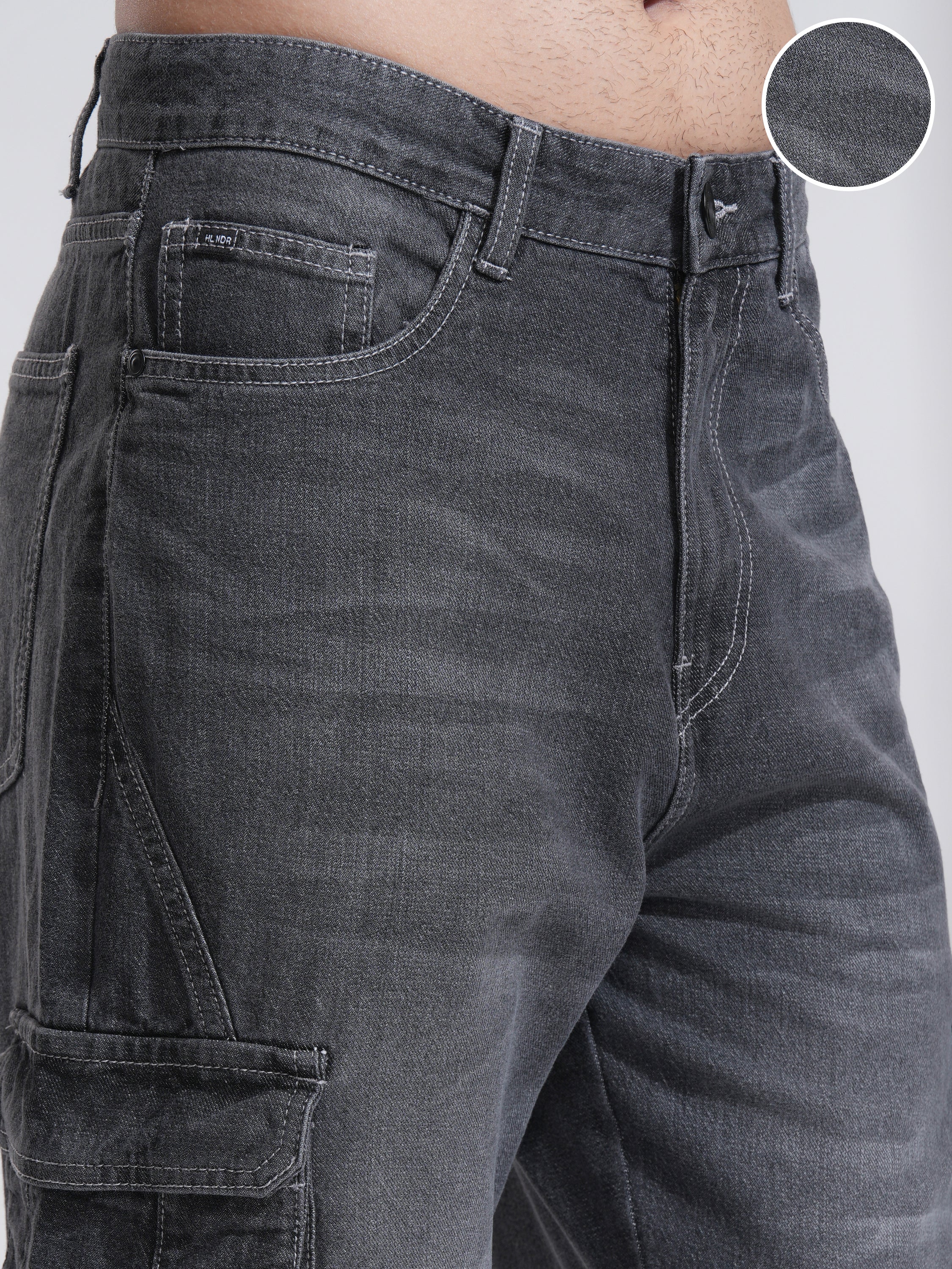 Highlander Men Charcoal Straight Fit Stretchable Jeans - Charcoal - Image 5