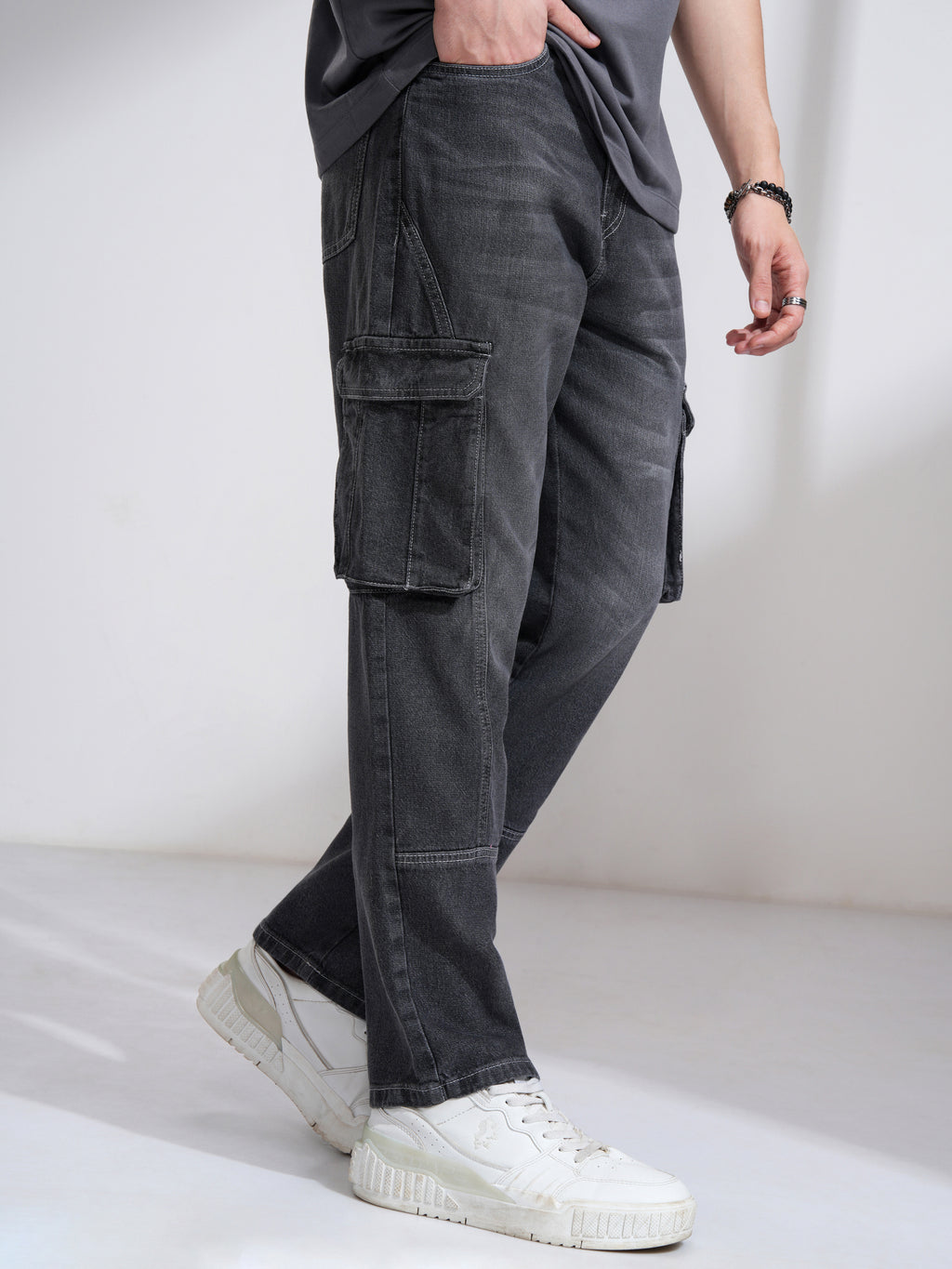 Highlander Men Charcoal Straight Fit Stretchable Jeans - Charcoal - Image 6