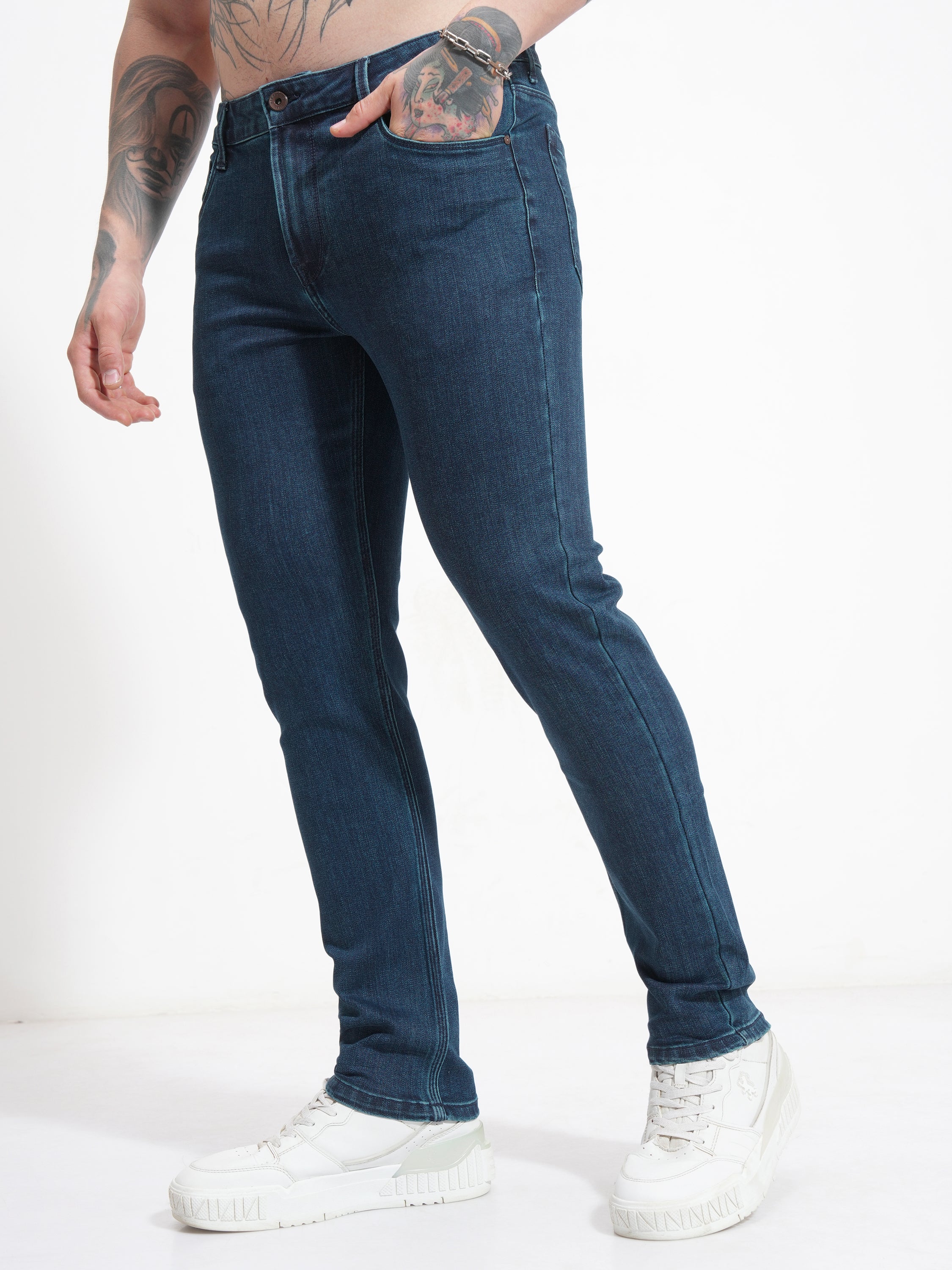 Purple By Highlander Men Blue Slim Fit Stretchable Jeans - Blue - Image 4