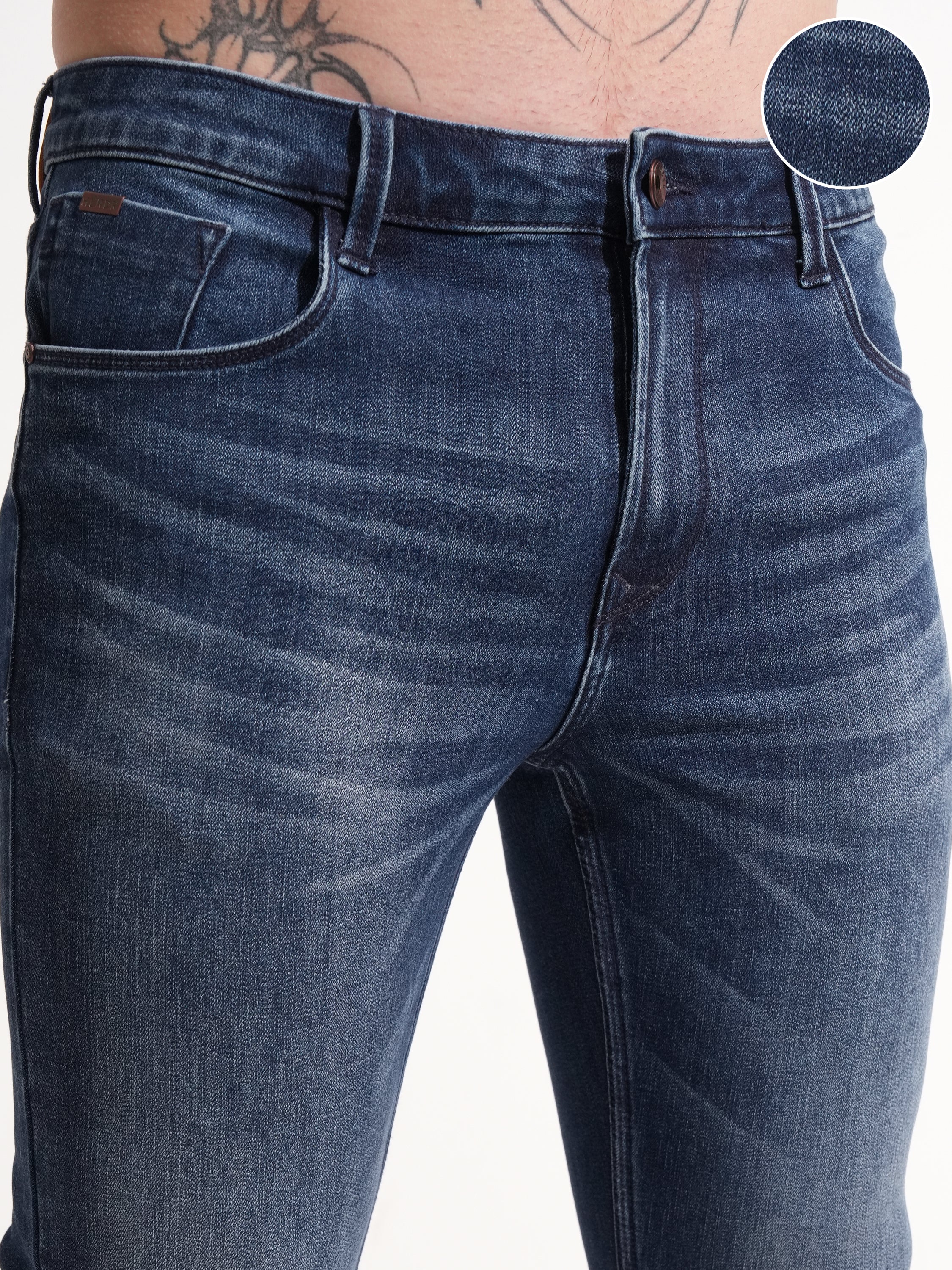 Purple By Highlander Men Blue Slim Fit Stretchable Jeans - Blue - Image 5