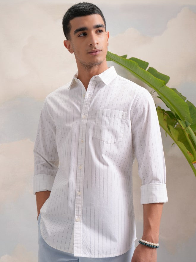 Highlander Men Black Striped Slim Fit Casual Shirt - Black - Image 4