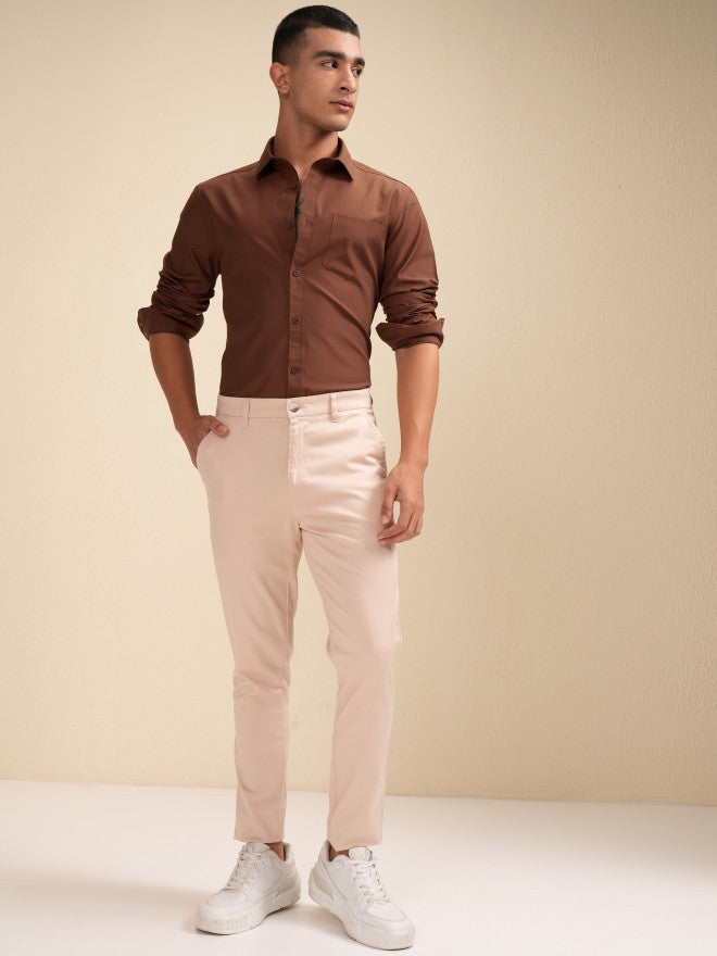 Highlander Men Brown Solid Slim Fit Casual Shirt - Brown - Image 2