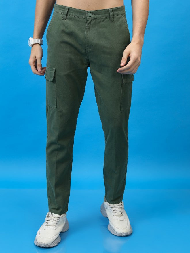 Highlander Men Olive Regular Fit Solid Cargo - Olive - Image 1