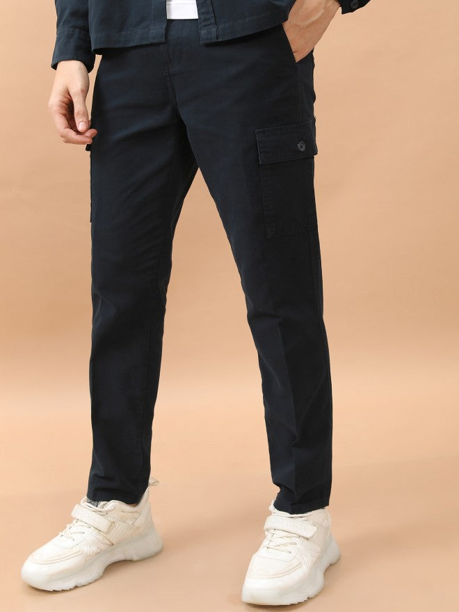 Highlander Men Navy Regular Fit Solid Cargo - Navy Blue - Image 1