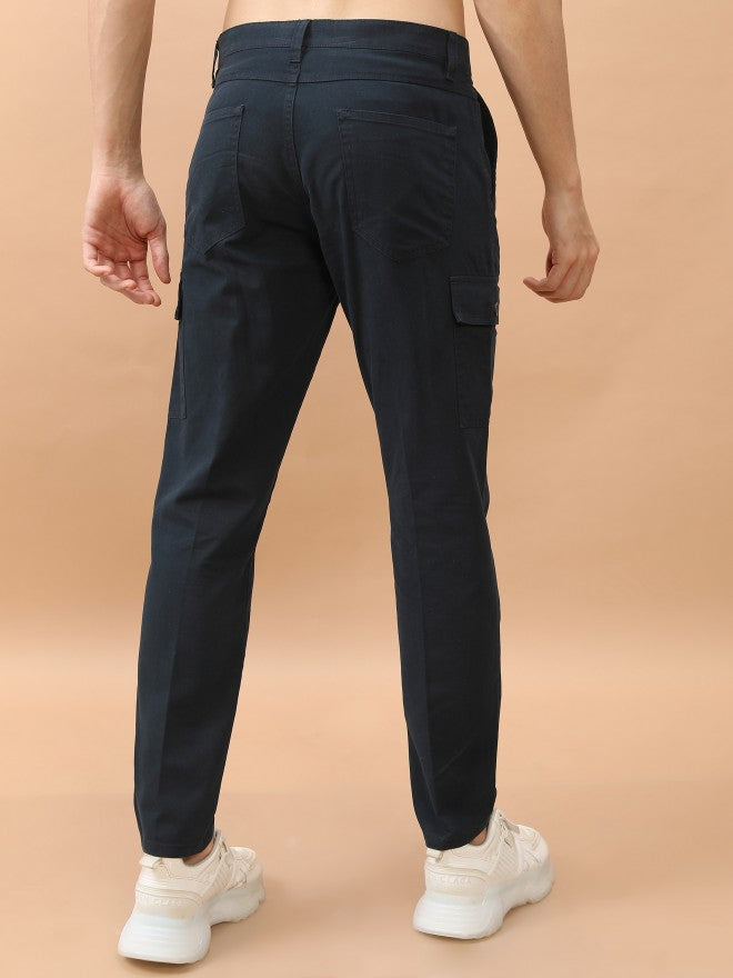 Highlander Men Navy Regular Fit Solid Cargo - Navy Blue - Image 3