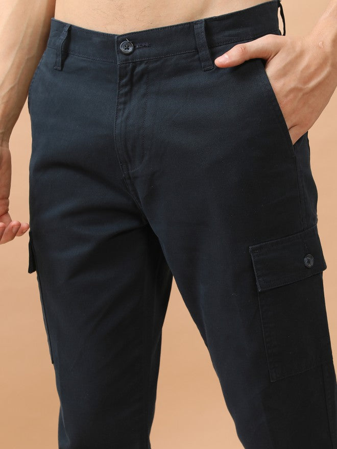 Highlander Men Navy Regular Fit Solid Cargo - Navy Blue - Image 5