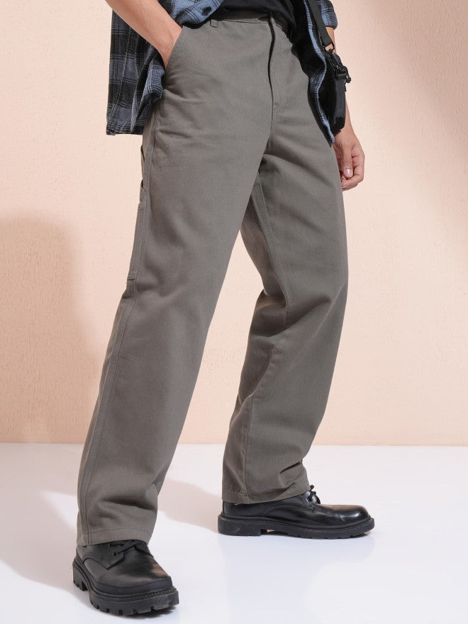 Purple By Highlander Men Grey Carpenter Fit Solid Cargo - Grey - Image 1